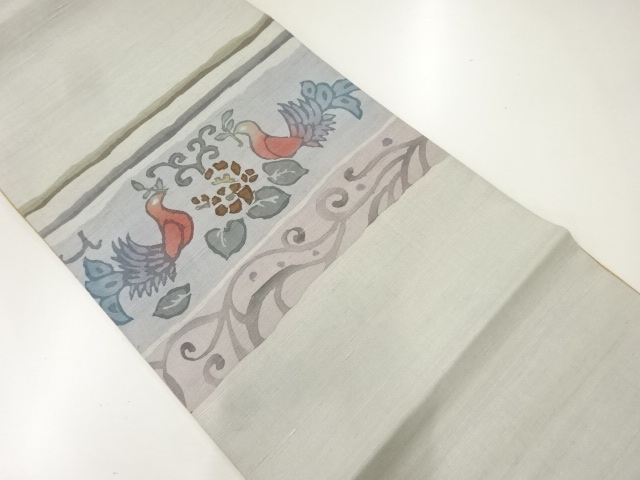 JAPANESE FUKURO OBI / TSUMUGI / WOVEN BIRDS / ARTIST WORK 